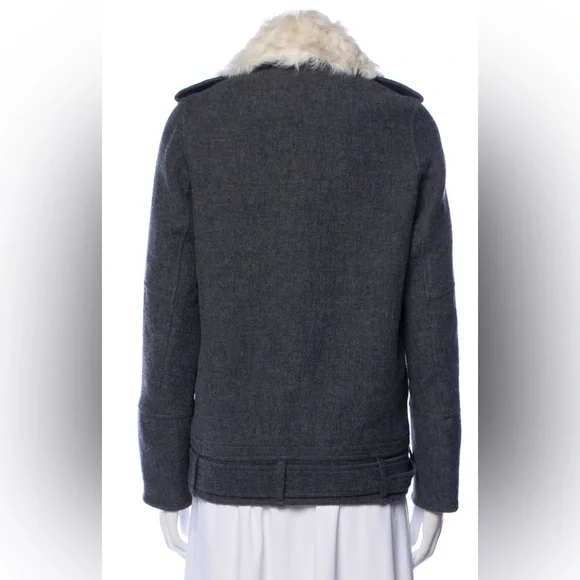 IRO Charcoal Jacket with Cream Faux Fur Collar NWOT - Picture 3 of 8